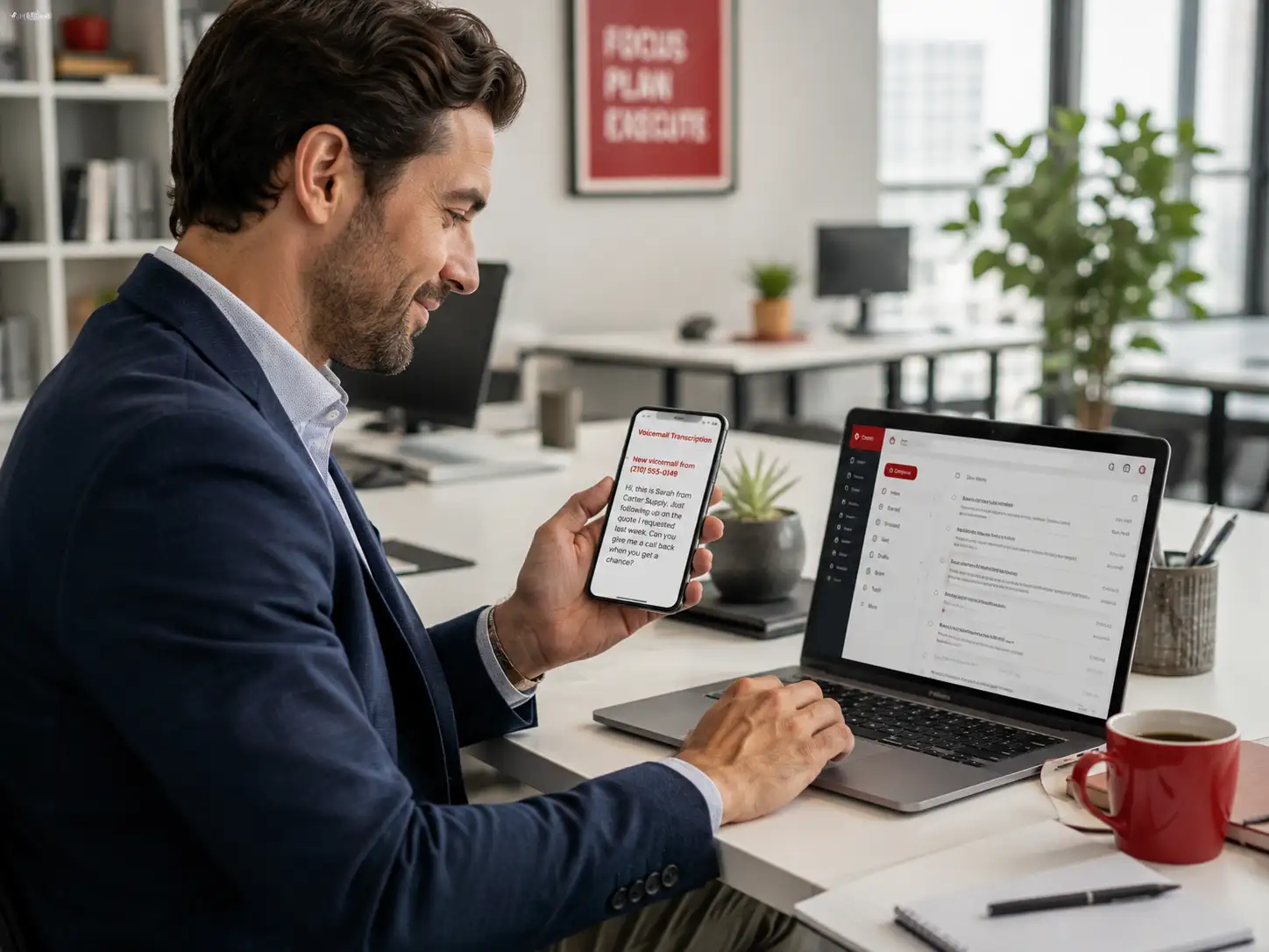 Professional reading voicemail transcription